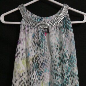 VINCE CAMUTO | size 12 | Elegant Sleeveless Mosaic Dress | Button-Up Back Collar